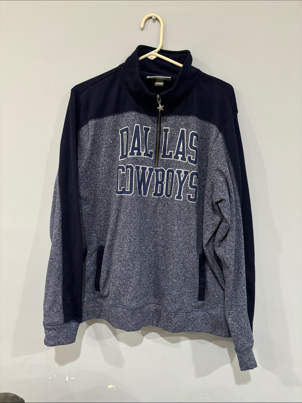 Dallas Cowboys Women's Navy Heather Quarter-Zip Pullover Sweatshirt